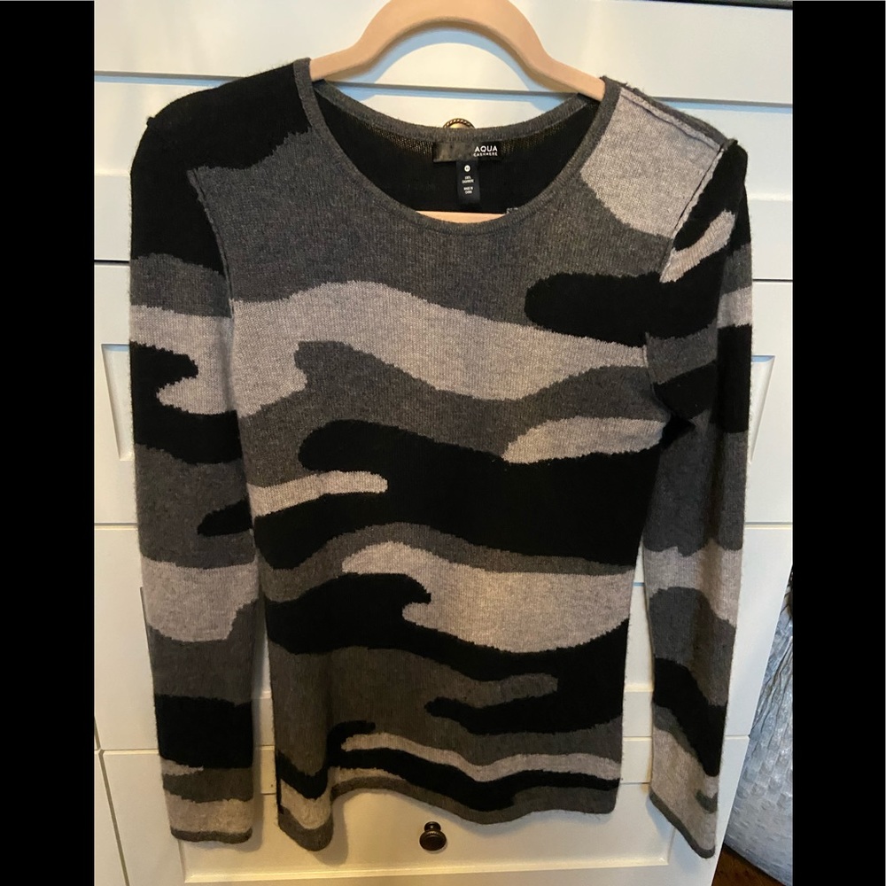 Aqua camo cashmere sweater